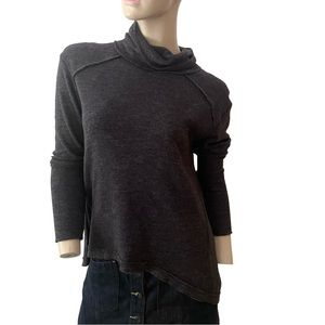 Free People- dark grey split back oversized turtleneck- small